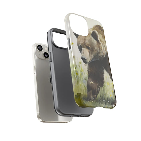 Grizzly Bear in a Field - Impact Resistant Phone Case